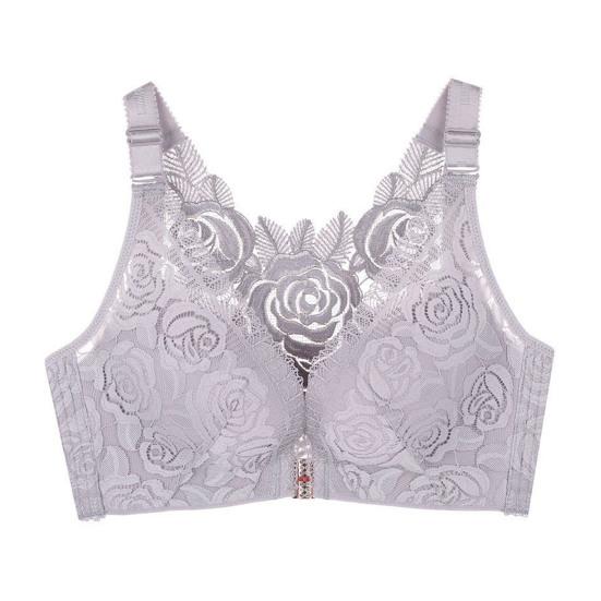 Women Floral Lace Comfort Rose Bra Seamless Front Closure No Underwire Bra Plus Size