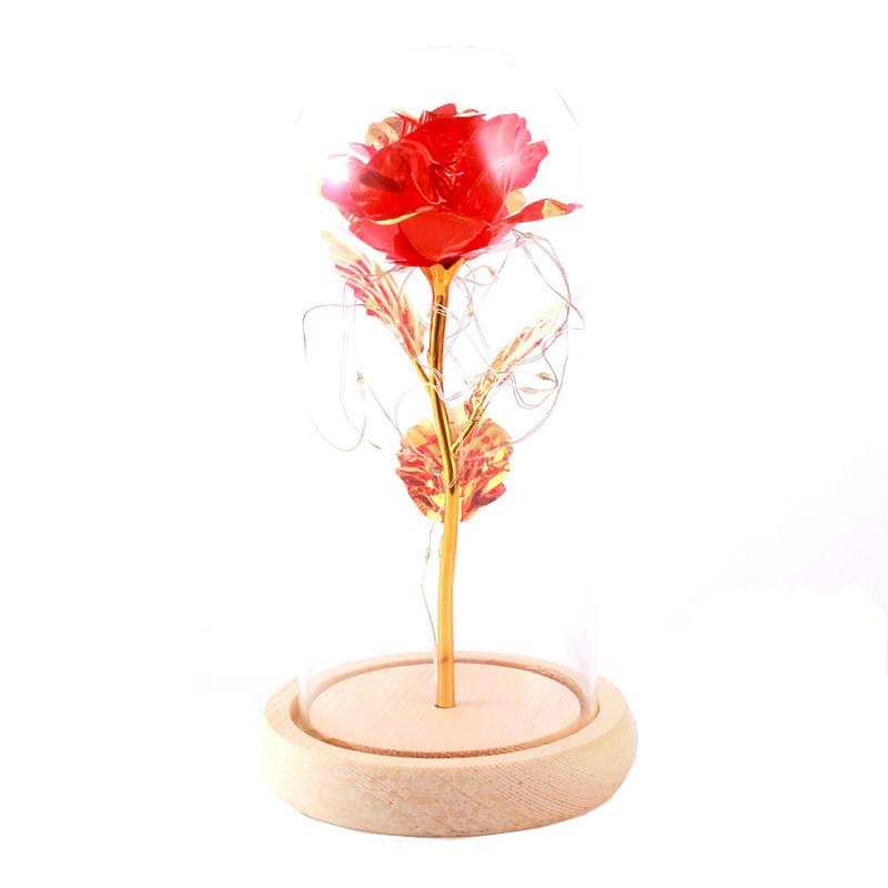 Gold Foil Rose Glass Cover Valentine's Day Immortal Flower Gift, Christmas Home Atmosphere Decoration Ornament