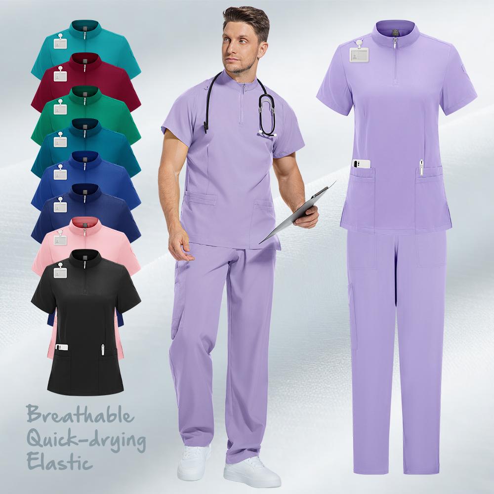 Nursing Scrubs Set Anti-Wrinkle Medical Surgical Gown Hospital Scrub Top Doctor Nurse Special Scrub Uniform Men Women