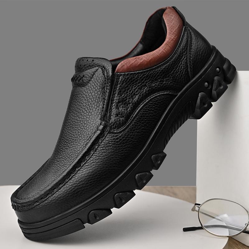 Italian Brand Men's Genuine Leather Shoes Thick Soles Work Attire Shoes Lace Up Height Shoes Men's Office Business Dress Shoes