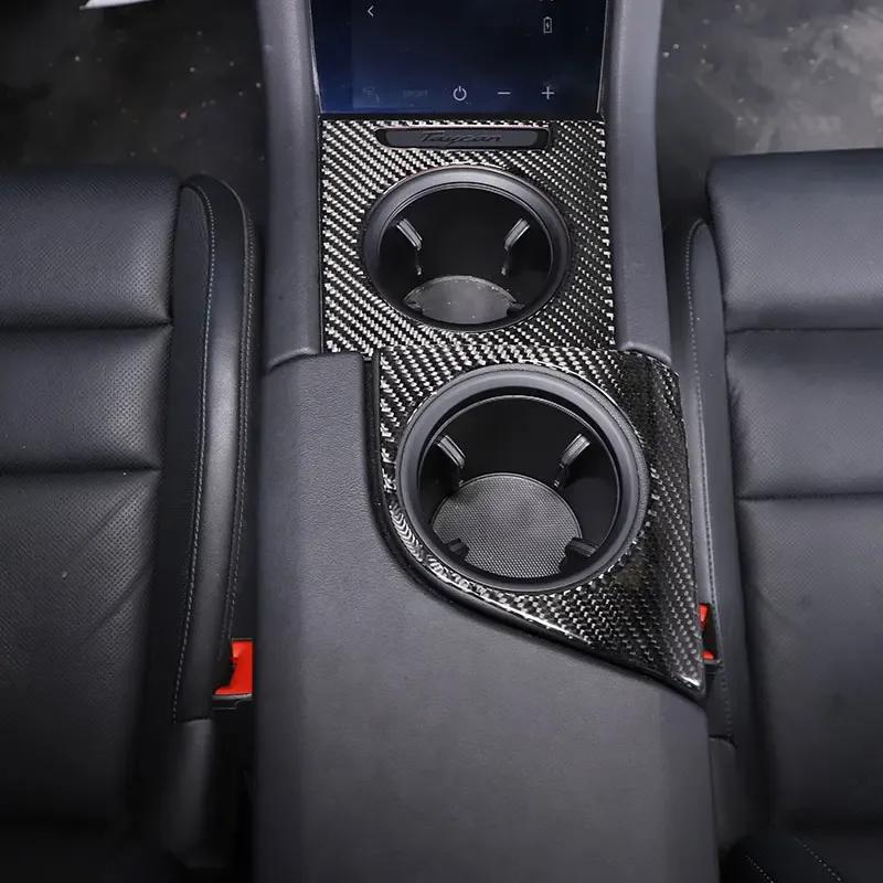 Soft Carbon Fiber Car Central Cup Holder Cover Decorate Sticker Interior Car Accessories For Porsche Taycan 2019-2025 (LHD RHD)