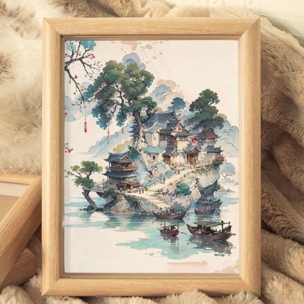 

Mini Chinese Ink Font Painting Cartoon Boat River Scenery Painting Car Style 4