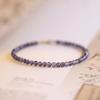 Retro Style Women's Natural Iolite Bracelet with 3mm Faceted Beads - Elegant Crystal Beaded Gift