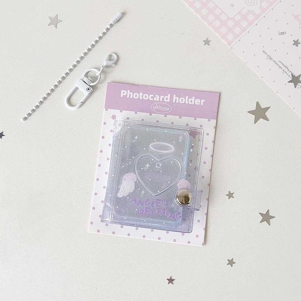 32 Clear Pockets Mini Photo Album Shining Star Keychain Kpop Card Binder Cute Photo Storage Album