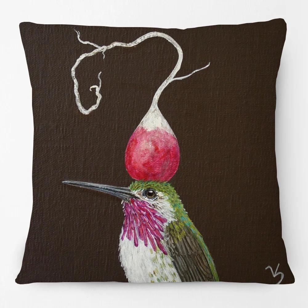 Soft Peach Skin 2D Flat Printed Cushion Cover Ethnic Bird Nordic House Throw Pillow Case For Couch Living Room Home Decor Case