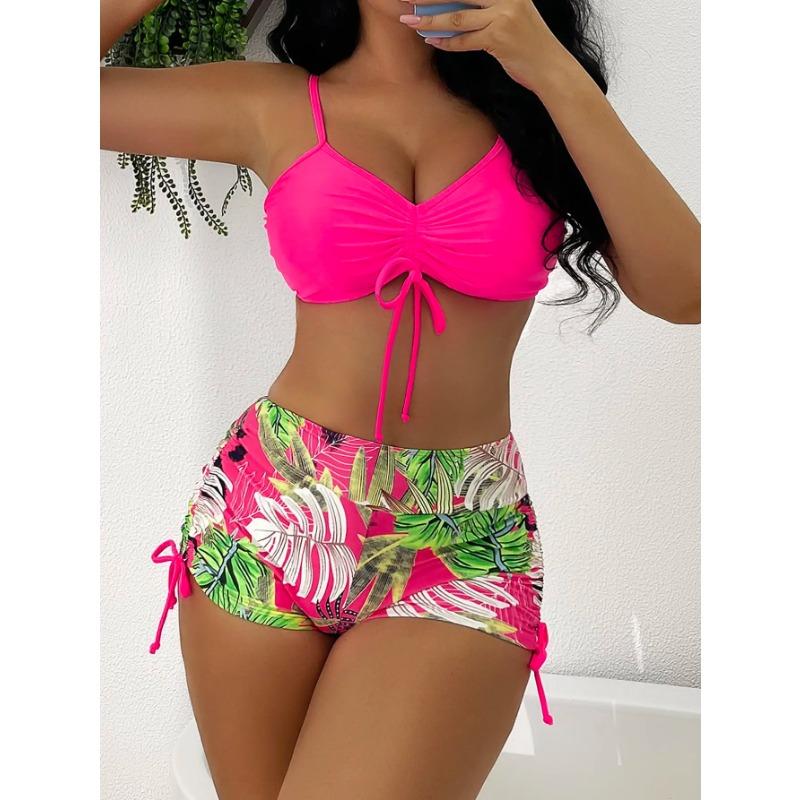 Drawstring Front Shorts Bikinis 2025 High Waist Swimsuit Women Swimwear Female Bathers Bathing Swimming Swim Suit Beachwear