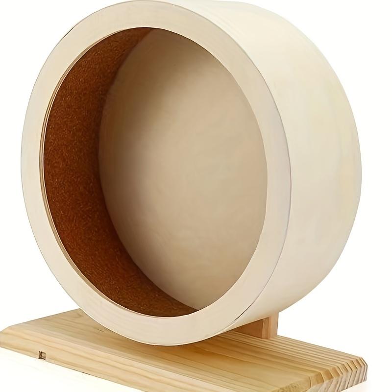 Silent Wooden Hamster Exercise Wheel With Stable Bracket - Ideal For Small Pets Like Hamsters and Guinea Pigs