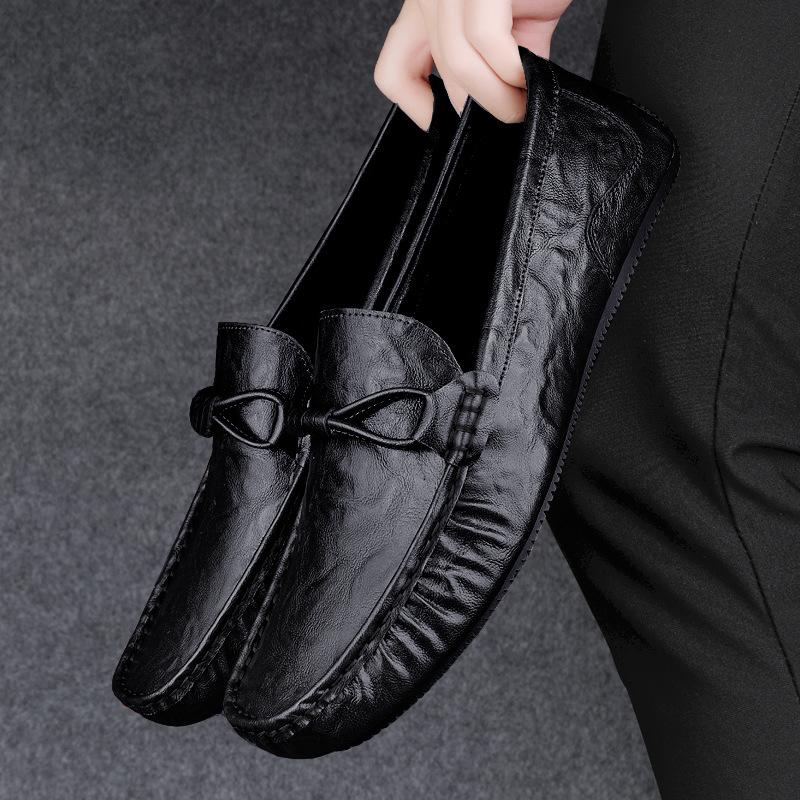 Fashion Cowhide Breathable Men's Casual Leather Shoes Soft Soled Men's Driving Shoes Loafers