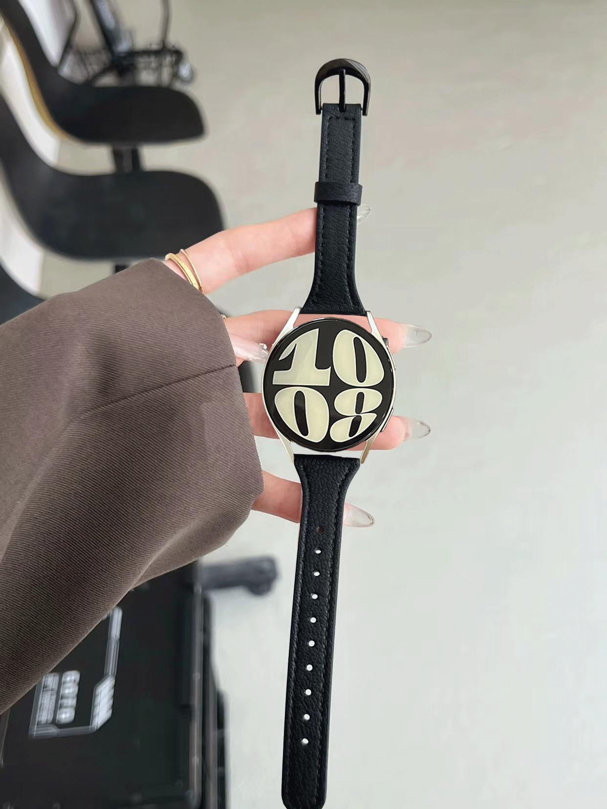 

New Band For Samsung Galaxy Watch 7 FE 5 Pro 4 6 classic 44mm 40mm Leathe loop bracelet correa Galaxy Watch 7 Strap watch 4 classic 46mm чорний