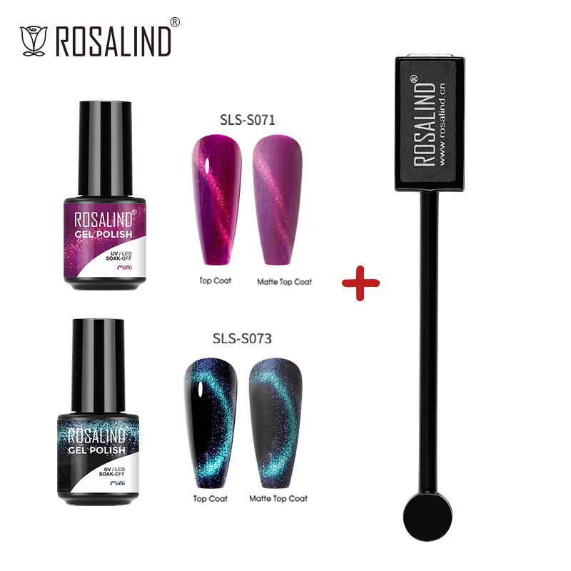 ROSALIN 3PCS Cat's Eye Gel Nail Polish With Magnet Tool Semi Permanent UV Gel Polish Magnetic Nail Art Design