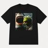 Vintage Dark Humor Frog Shirt Smoking Frog Shark Attack Meme Graphic Tee