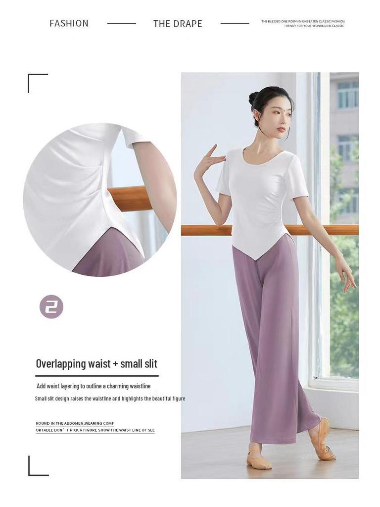 Women's Slimming Modal Dancewear: Classic Practice Top & Modern Wide-Leg Pants for Body Training