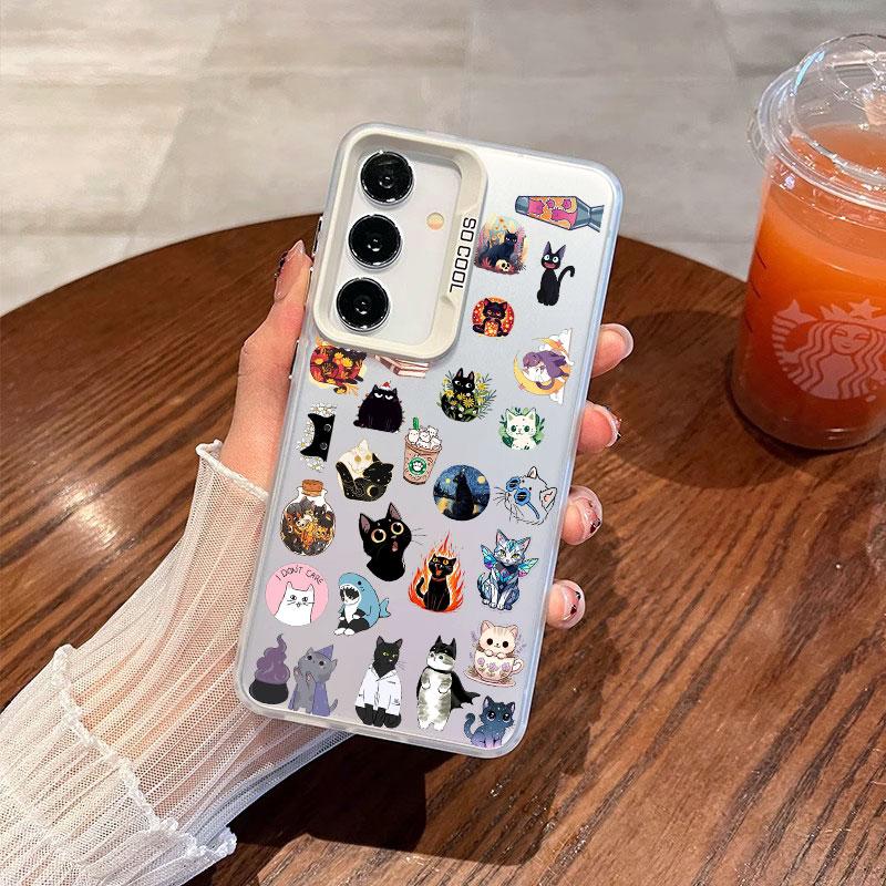 For Samsung Galaxy S24 S23 Ultra Plus FE S25 S22 Ultra Plus S21 FE Laser Phone Case Cute Popular Cartoon Cats Collection Covers