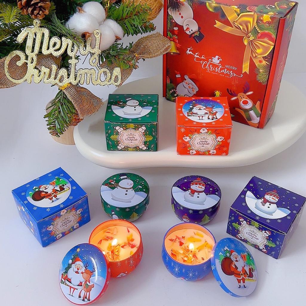 Christmas Candle Gift Box Aromatherapy Candle Set Plant Essential Oil Fragrance Aromatic Candle Holiday Gift