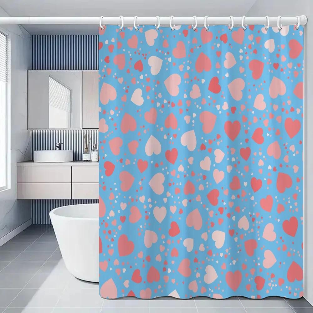 Colorful Heart Shower Curtains in the Bathroom Shower Curtains for the Home Bathroom Accessories Set Folding Partition Curtain