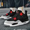 AJ4 Men's Little White Cement High-Top Basketball Sneakers, Thick-Soled, Autumn 2025 Trendy Edition