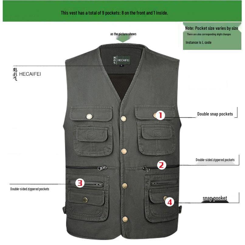 Men's Multi-Pocket Fishing Vest for Spring & Autumn - Ideal for Middle-Aged & Elderly