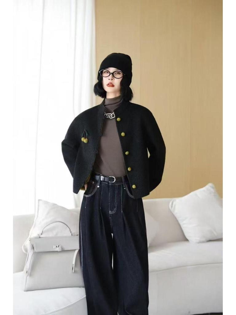 2025 Damen Kaschmir-Wendemantel - Kurz, hochwertiger chinesischer Stil mit zartem Wollmischgewebe