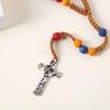 Colorful Cross Rose Prayer Beads Necklace - Easter Gift Jewelry