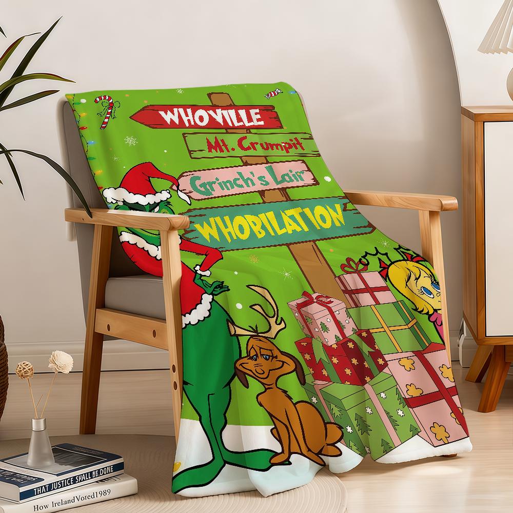 Blanket Throw Film Super Cosy Plush Living Room Christmas G-GrinchS Sofa Couch Childish Birthday The Gifts
