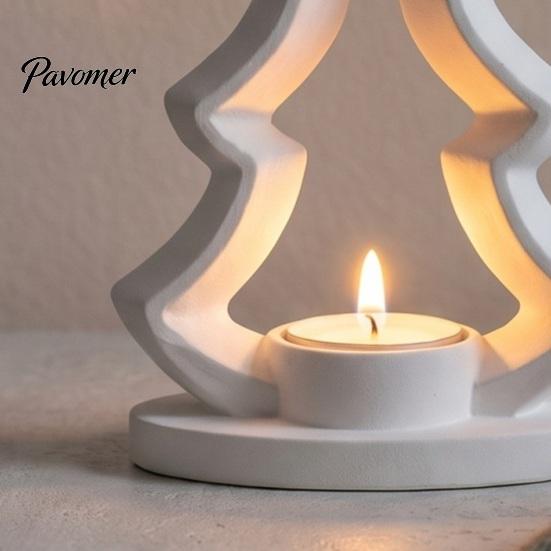 Seasonal Home Decoration Christmas Tree Candle Holder, 3D Printed Tealight Stand, Rustic Minimalist Festive Accessory Farmhouse Dining Table