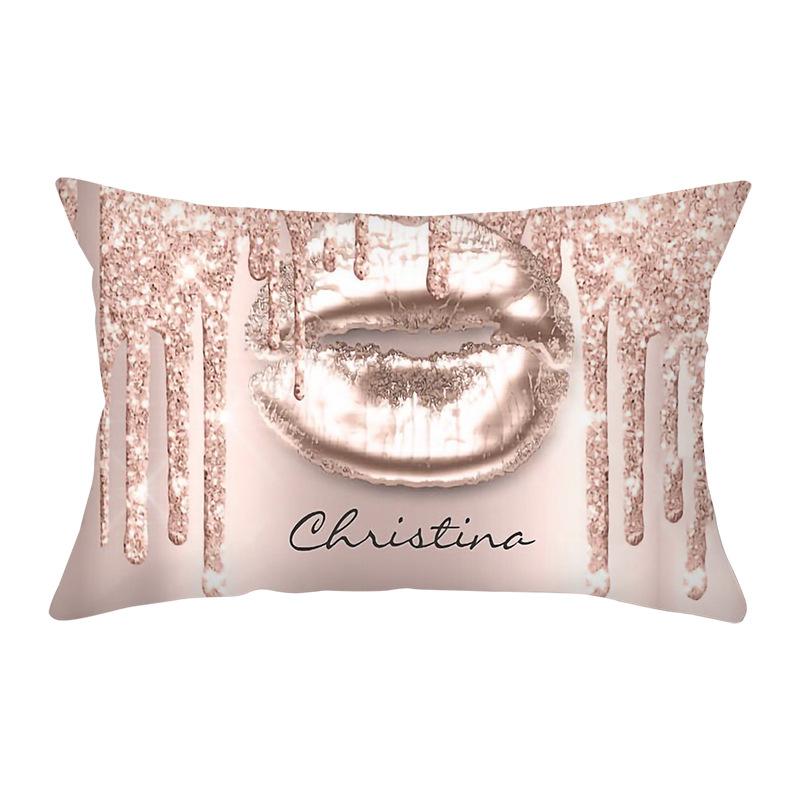Peach Skin Waist Pillowcase Eyelash Print Cushion Cover Sofa Office Cushion Cover