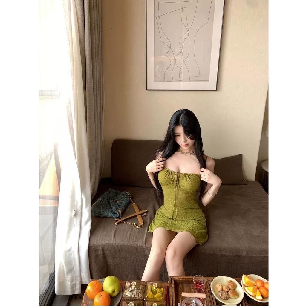 Spice girl solid color new retro temperament straps suspender dress slim and thin women's clothing summer waist A-shaped skirt