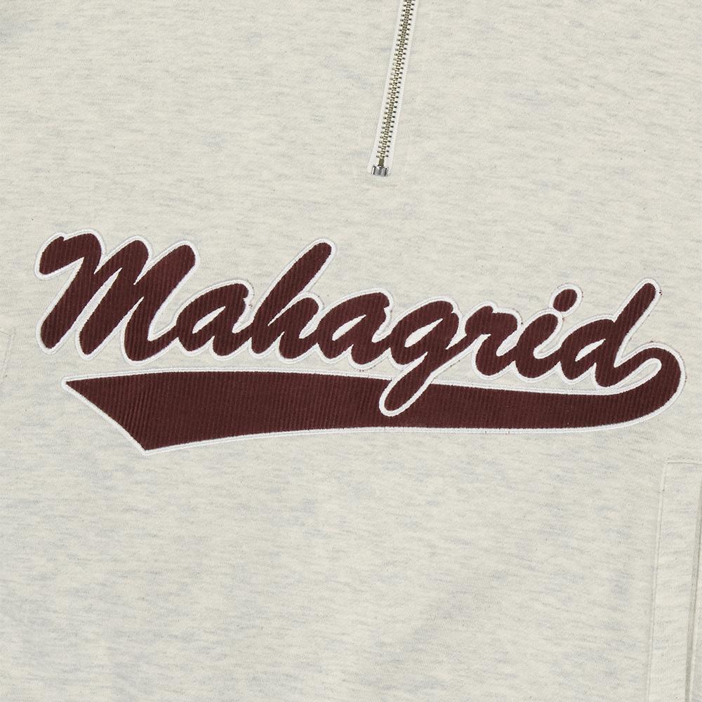 MAHAGRID Script Logo Half Zip Sweatshirt Oatmeal(Mg2Dfmm461A)
