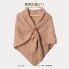 Women S Knitted Triangular Scarf With Buckle Dual Use As Shawl And Neck Warmer
