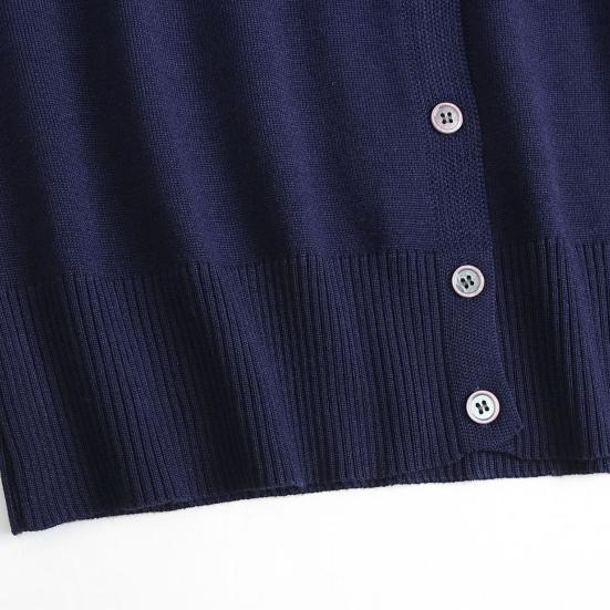 Women Sweater Coat Solid Color Single-breasted Buttons Long Sleeves Casual Cardigan Soft V Neck Casual Autumn Jacket for Daily Wear