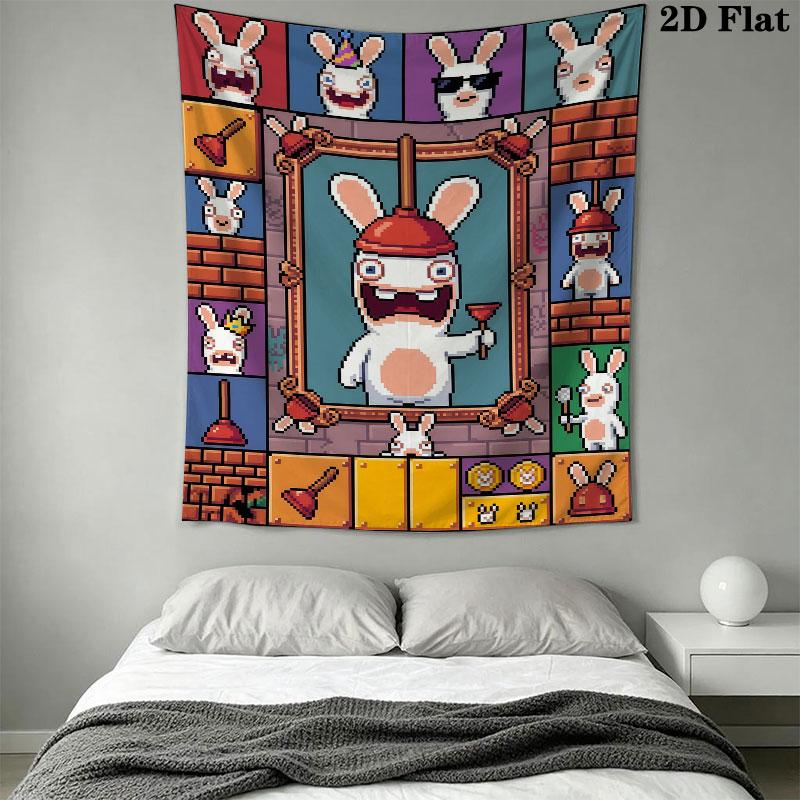 Rabbids Invasion Chaos Wall Hanging Printed Fabric Blanket Decorative Tapestries for Bedroom Living Room Home Decor