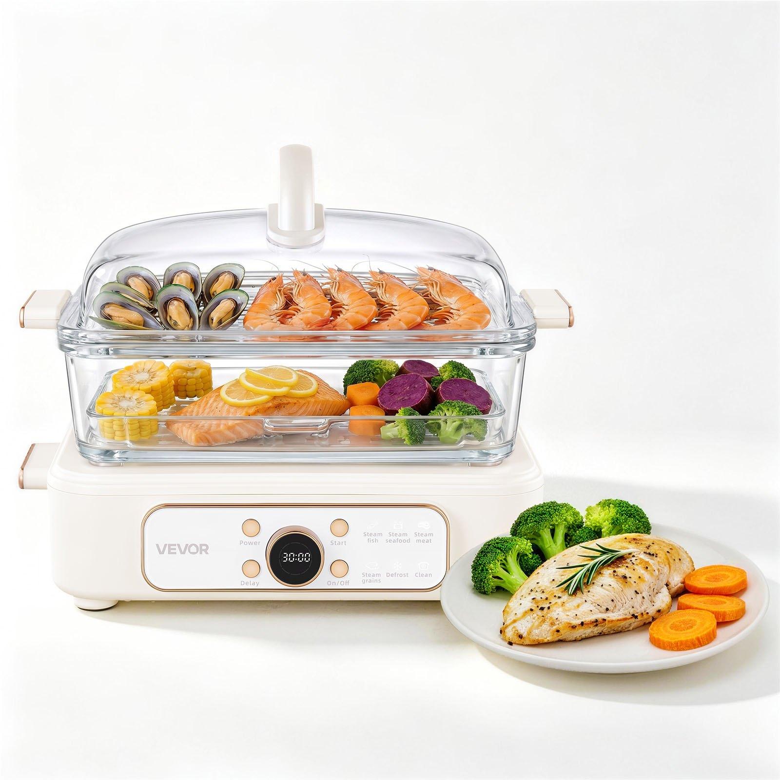 VEVOR Electric Food Steamer 6L Glass