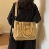 New Versatile Single Shoulder Commuting Bag for Class, Large Capacity Can Be Slung Diagonally, Fashionable and Trendy Corduroy Tote Bag for Women