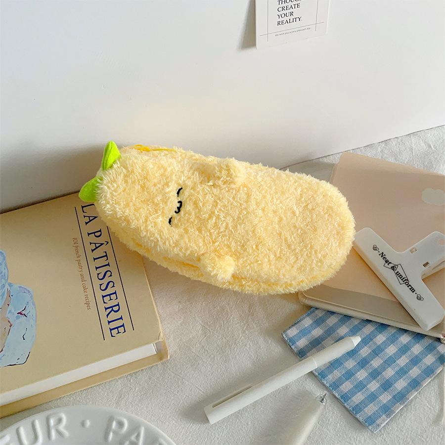 Cartoon Simulation Vegetable Plush Pencil Bag Large Capacity Stationery Bag Student Supplies Pencil Storage Bag Birthday Gift