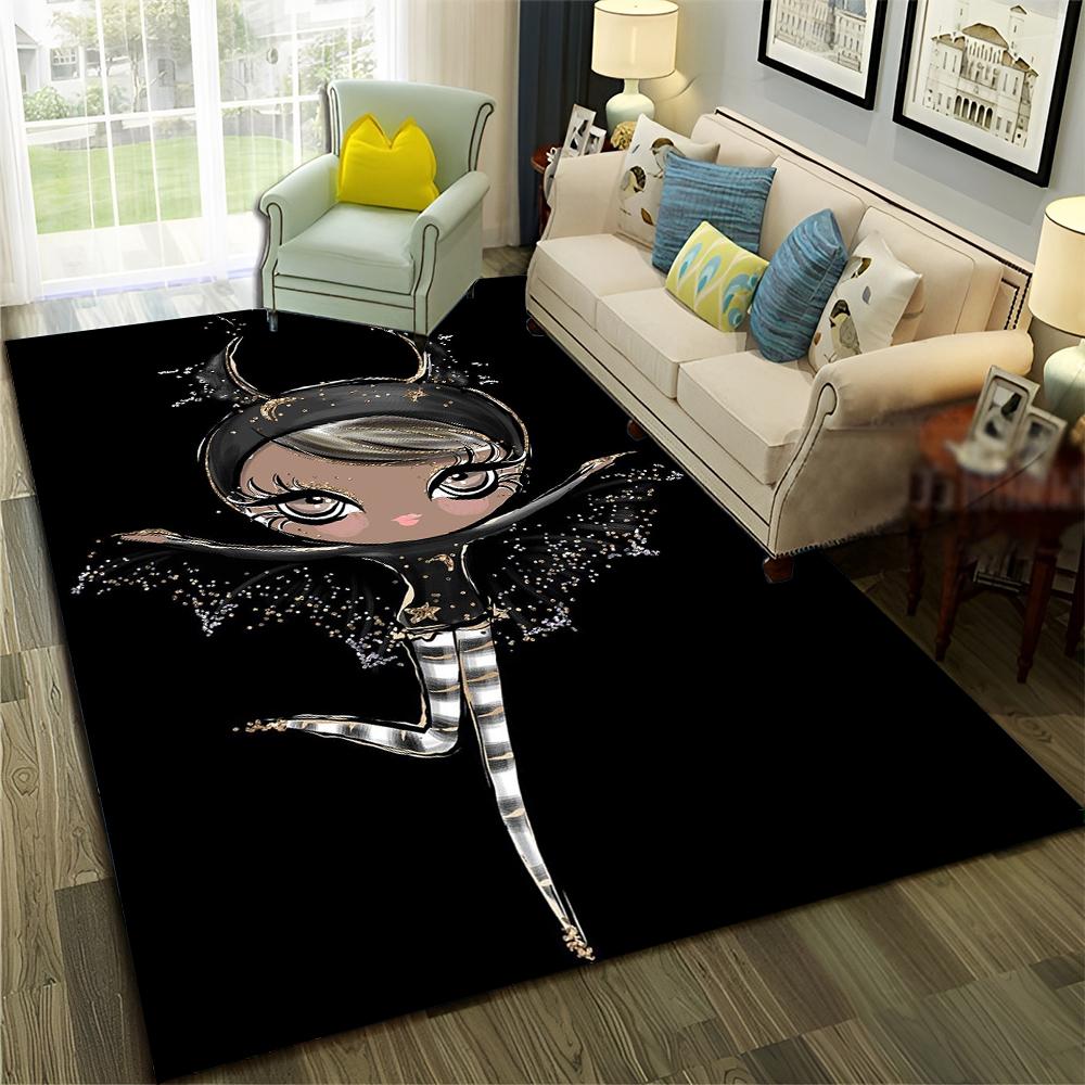 3D Cute Ballet Girl Ballerina Fairy Cartoon Carpet Rug for Home Living Room Bedroom Sofa Doormat Decor,Child Non-slip Floor Mat