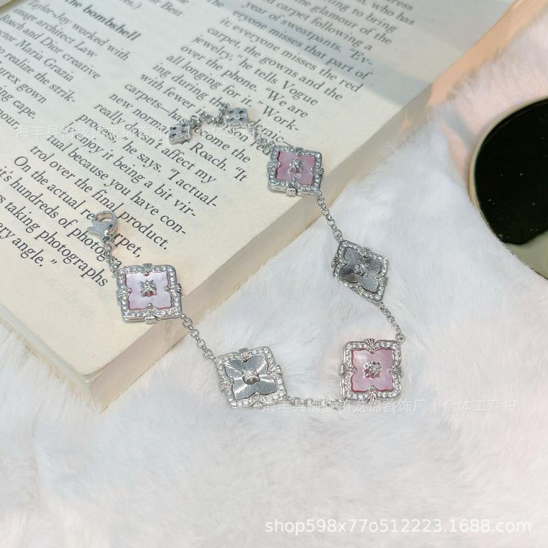 Buccellati Armband Kleeblatt Fünfblättrig Laser Diamant Doppelseitig Mädchen Retro Hof