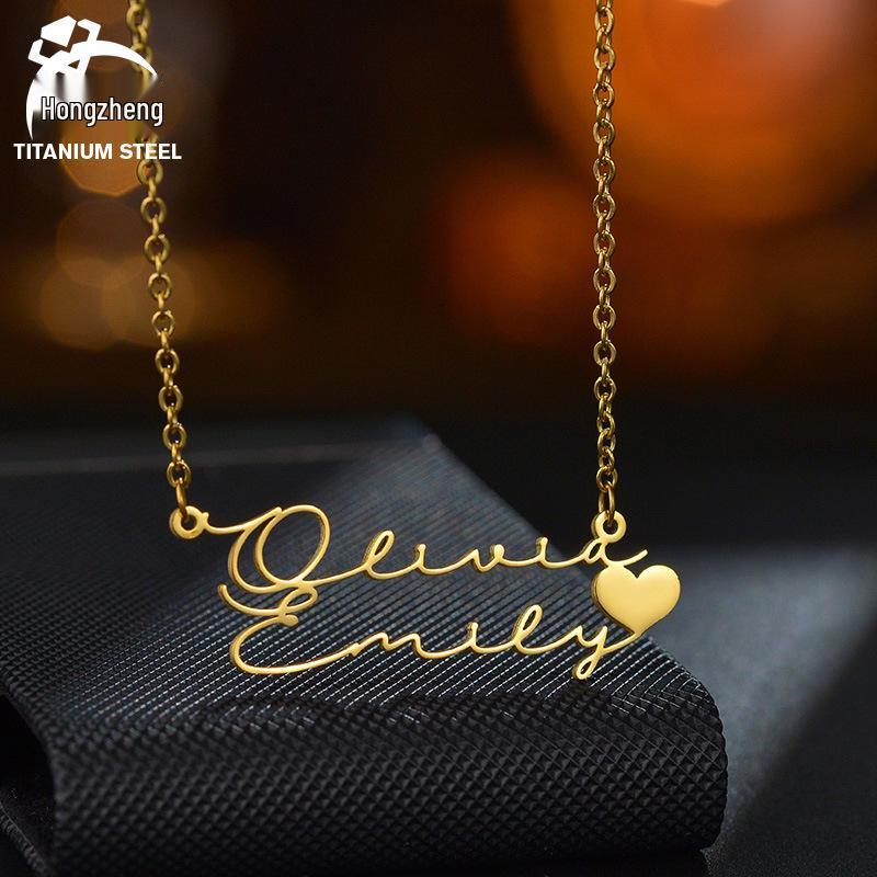 

Персоналізоване намисто з нержавіючої сталі з іменем, написаним від руки, для жінок - Індивідуальний різдвяний подарунок срібний