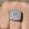 Huitan Gorgeous Women/men Square Shaped Ring Trendy Party Special Wedding Luxury Accessories Full Shining CZ Temperament Jewelry