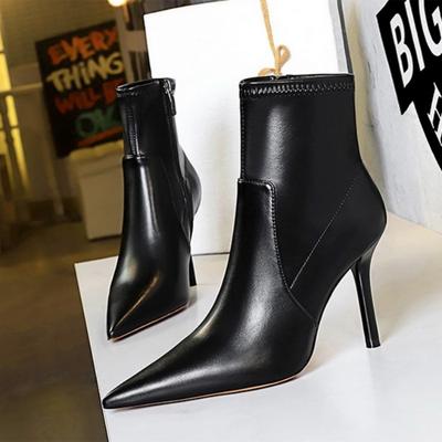 European and American Fashion Sexy Super High Heel Pointed Side Zipper Short Boots for Women