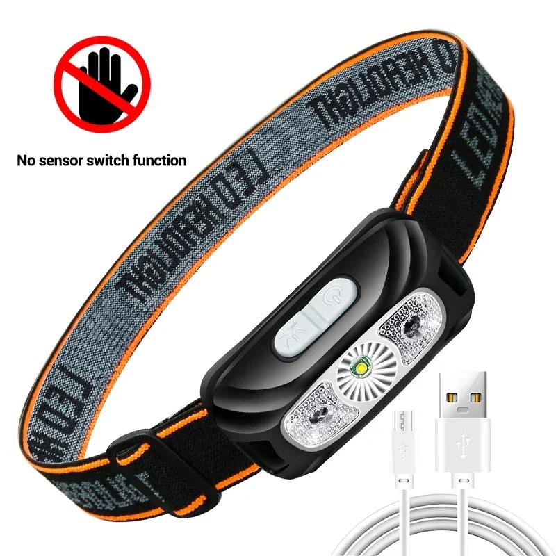 Mini Rechargeable Powerful Sensor Headlamp Fishing Camping USB Head Flashlight COB LED Head Light Torch Headlights Front Lantern