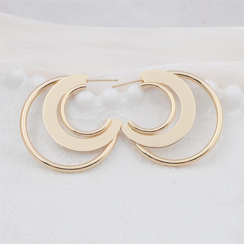 Exaggerate Big Wide C Shaped Gold Color Geometry Drop Earrings for Women Brincos Simple Party Jewelry