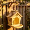 Garden Ornament for Bird Lovers House Shape Hanging Feeder Outdoor Decor, Weatherproof Resin Wild Rustic Feeding Station with Large Capacity