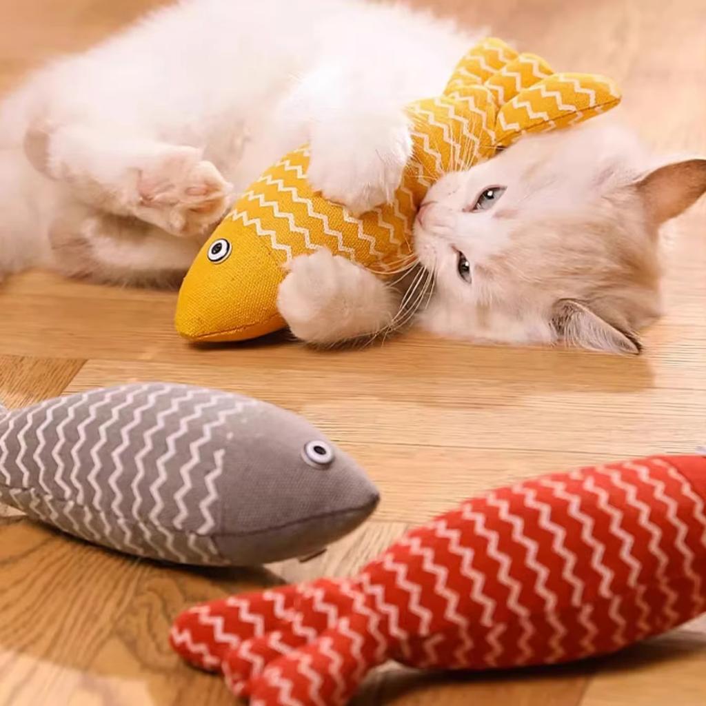 Cat Fish Toy Interactive Simulation Fish Cat Mint Fidget Toys burlap fish cat Grinding Teeth and Claws Self Hi Pet Soothing Toys