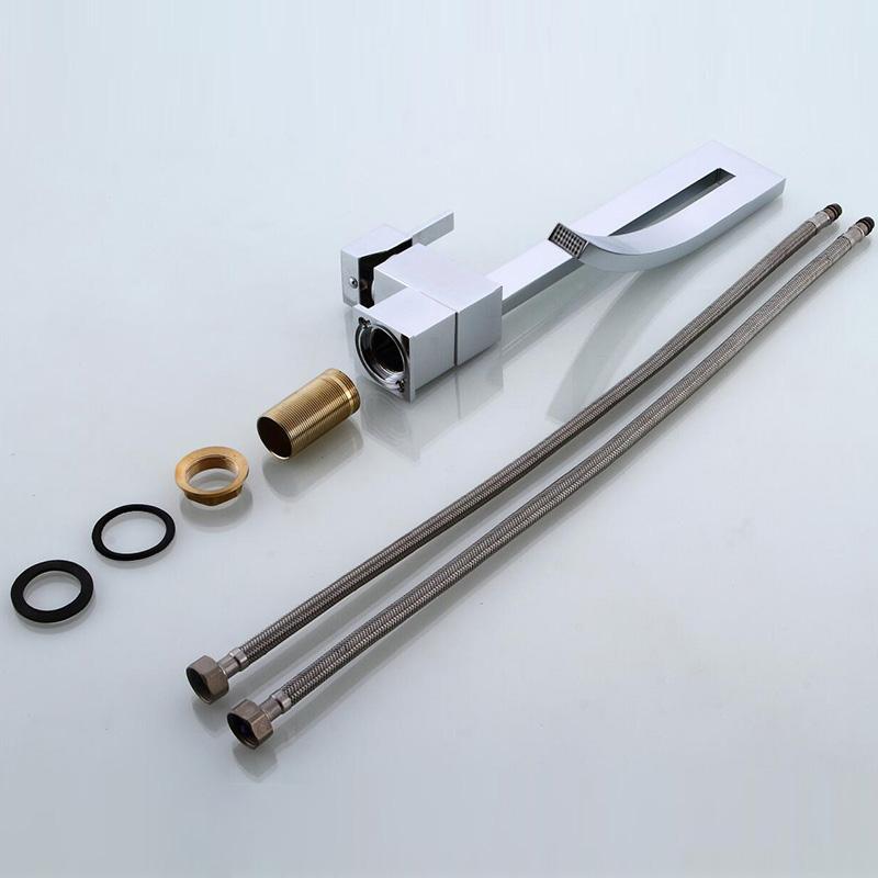 BAKALA Élégant Laiton Salle de Bain Robinet de Lavabo Carré Luxe Mitigeur d'Évier Monté sur Plage Chaud et Froid Robinet Mitigeur d'Évier FA-12504