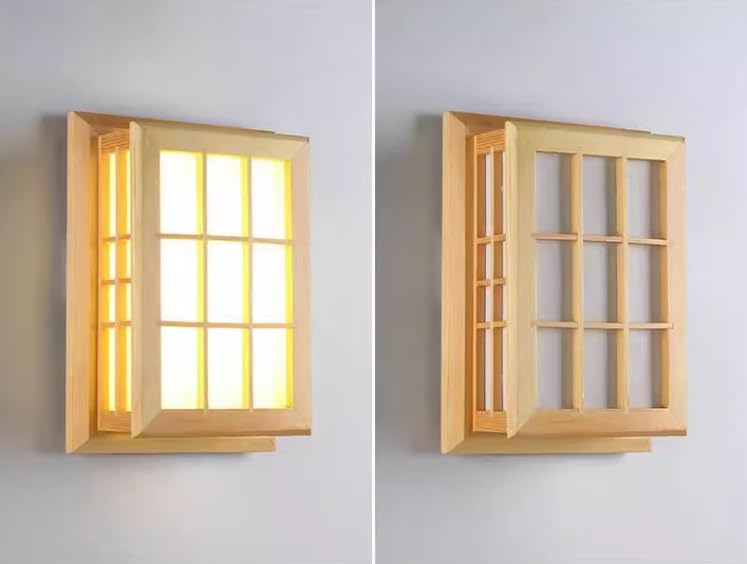 KY LEE Wall Light, Bracket Light, Wall-Mounted, E26, Japanese-Style Wooden Lighting Fixture, Wall Lamp, Wall-Mounted Lamp, Interior Lighting for