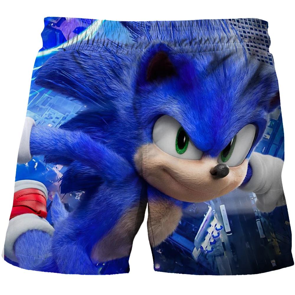 2025 Pantaloni de plajă MINISO pentru copii 4-14A Pantaloni scurți Sonic 2 Fete Băieți Pantaloni Harajuku Pentru Copii Imprimeu Desene Animate 3D Pantaloni Kdis
