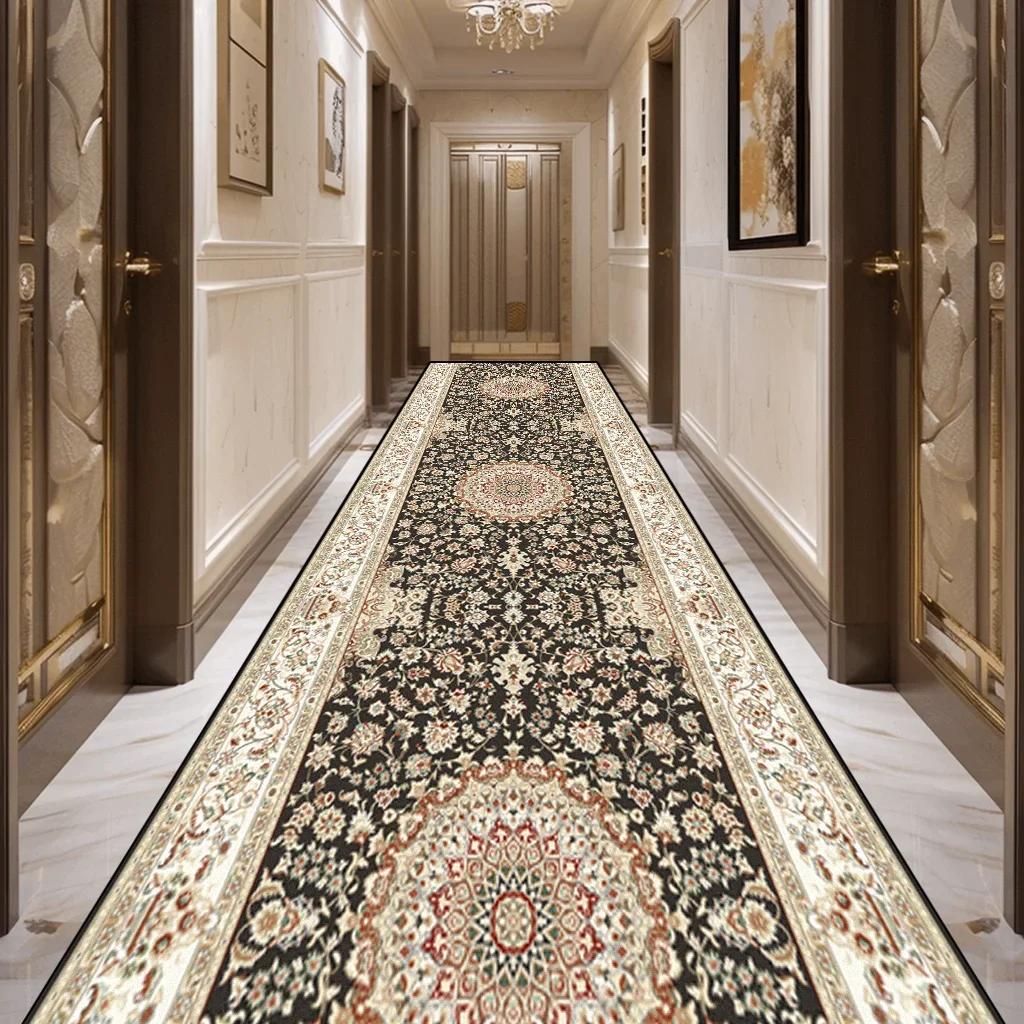 Hallway Runner Rug Persian Washable Long Corridor Carpet Vintage Lounge Rug Bedroom Decoration Non-Slip Carpets for Living Room
