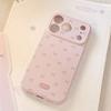 Cute Pink Bow Candy Color Soft Heart Relief Side Phone Case For iPhone 11 12 13 14 15 16 17 Pro Max 14 Plus Shockproof Cover