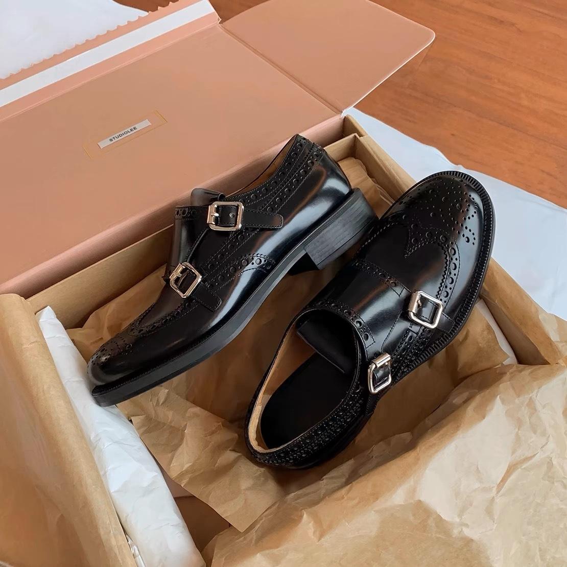 

Изысканные туфли-лодочки в стиле барокко с резьбой, обувь Munch из кожи, женская обувь, обувь из натуральной кожи, туфли из мелкой кожи 40 чёрный