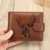 Men Front Pocket Wallet Large Capacity Bi-fold Wallet with Zipper Pocket Embossed Animal Card Holder Folding Cash Coin